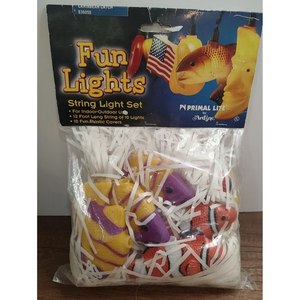 2002 Caribbean Catch FUN LIGHTS PRIMAL LITE BY ARTLINE 12 Foot String 10 Lights